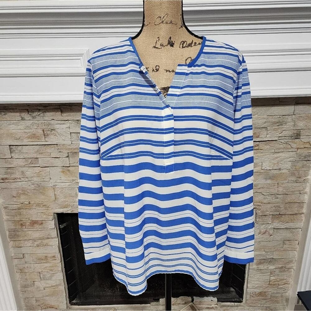 Talbots striped Nautical beach blouse plus size‎ 2XP PETITE